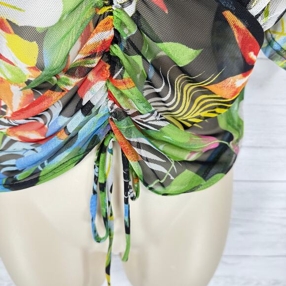 VTG Touch me Y2k Large tropical sheer babydoll Fairycore goblin whimsygoth tie - Picture 8 of 8